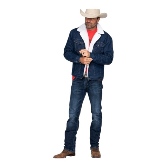 Wrangler Sherpa Lined Jean Jacket Blue Denim Chore Barn Coat SZ L New - Picture 3 of 15